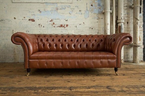 Chesterfield Polster Sofas Design Luxus Couch Sofa 3 Sitzer Leder Couchen