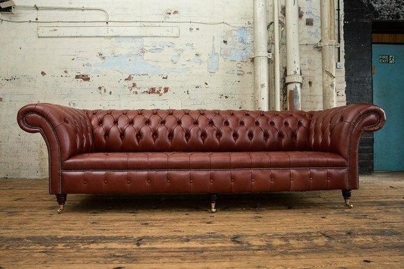 Chesterfield Polster Sofas Design Luxus Couch Sofa 4 Sitzer Leder Couchen