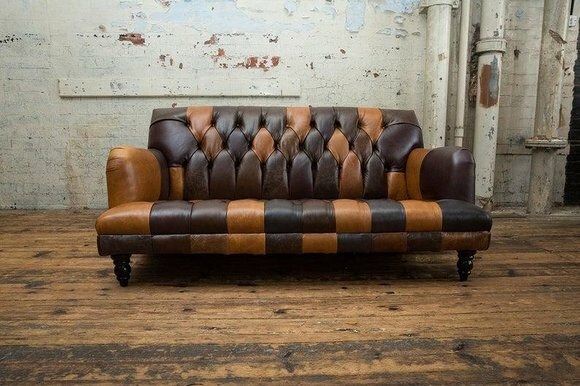 Ledersofa Sofa Couch Garnitur 3 Sitzer Sofas Couchen Chesterfield Leder