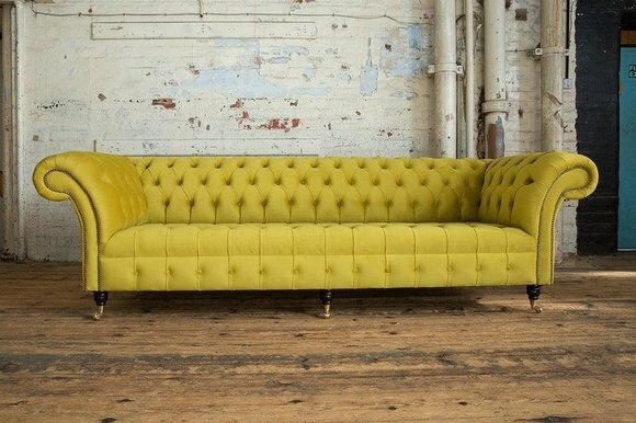 Gelbe Designer Sofa Couch Polster XXL 4 Sitzer Big Sofas Couchen Textil