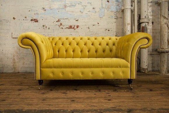 Gelbe Designer Sofa Couch Polster XXL 2 Sitzer Big Sofas Couchen Textil