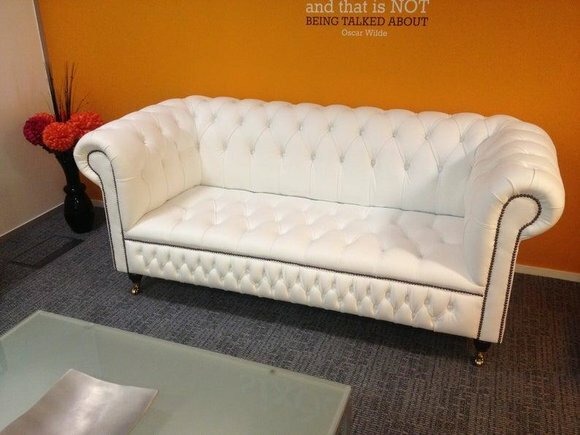3 Sitzer Chesterfield Couch Sitz Textil Stoff Couchen Sofas Sofa Polster Leder
