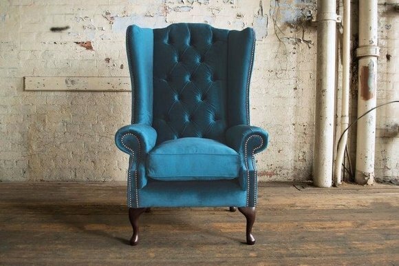 XXL Ohrensessel Sessel Samt Edler Luxus Relax Lounge chesterfield 1 Sitzer