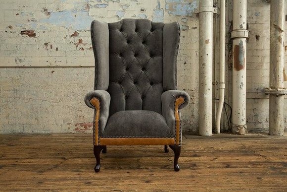 Chesterfield Big Textil Design Wohnzimmer Couch Sofa Polster 3 Sitz Leder #203
