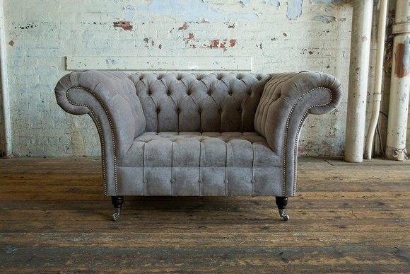 Chesterfield Sessel Fernseh Couch 1 Sitzer Sofa Textil Stoff Couchen Polster