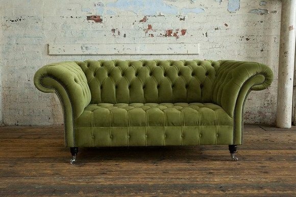 Chesterfield Textil Design Luxus Stoffsofas Sofa 2 Sitzer Sofa Polster Sofas Neu
