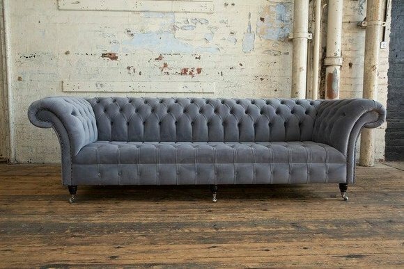 Design Sofa 4 Sitzer Couch Polster Luxus Klassische Textil Sofas Chesterfield
