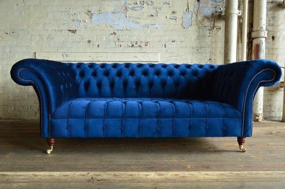 Chesterfield Big Textil Design Wohnzimmer Couch Sofa Polster 3 Sitz Leder #146
