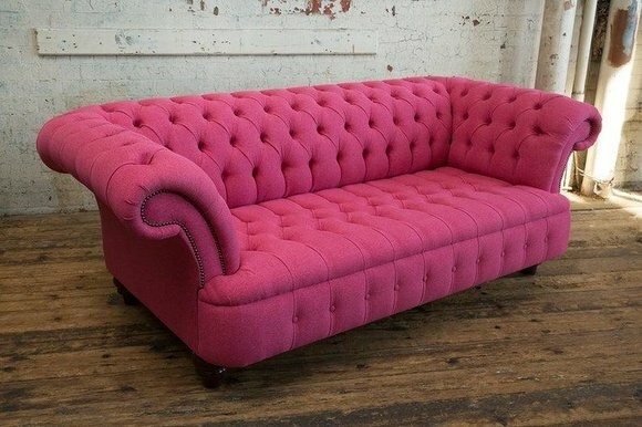 Chesterfield Big Textil Design Wohnzimmer Couch Sofa Polster 3 Sitz Leder #147