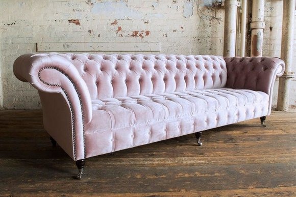Design Sofa 4 Sitzer Couch Polster Luxus Klassische Textil Chesterfield Sofas