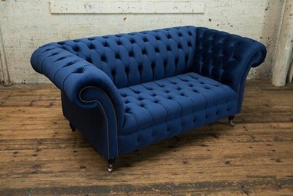 Chesterfield Big Textil Design Wohnzimmer Couch Sofa Polster 2 Sitz Leder #140