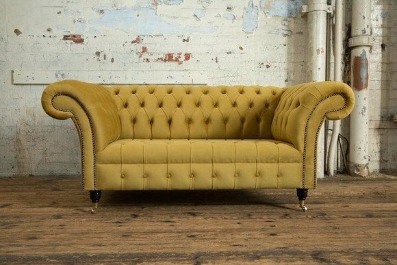Chesterfield Big Textil Design Wohnzimmer Couch Sofa Polster 2 Sitz Leder #142