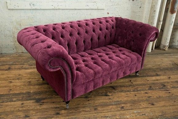 Chesterfield Big Textil Design Wohnzimmer Couch Sofa Polster 2 Sitz Leder #143