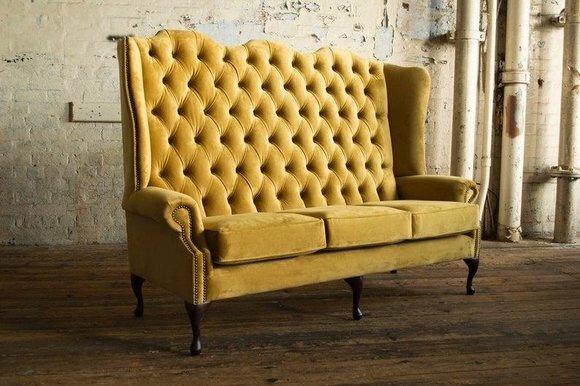 Chesterfield Big Textil Design Wohnzimmer Couch Sofa Polster 3 Sitz Leder #145