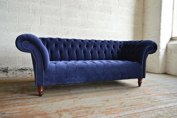 Chesterfield Big Textil Design Wohnzimmer Couch Sofa Polster 3 Sitz Leder #144
