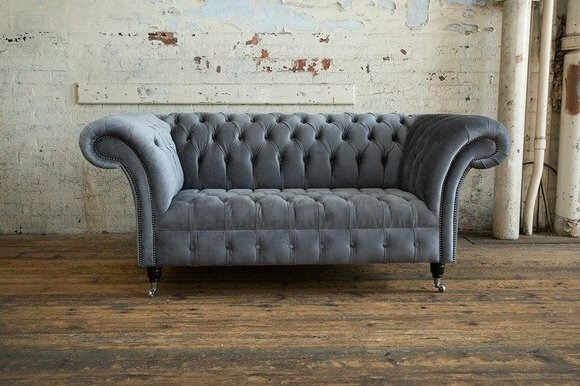 Chesterfield Big Textil Design Wohnzimmer Couch Sofa Polster 2 Sitz Leder #124
