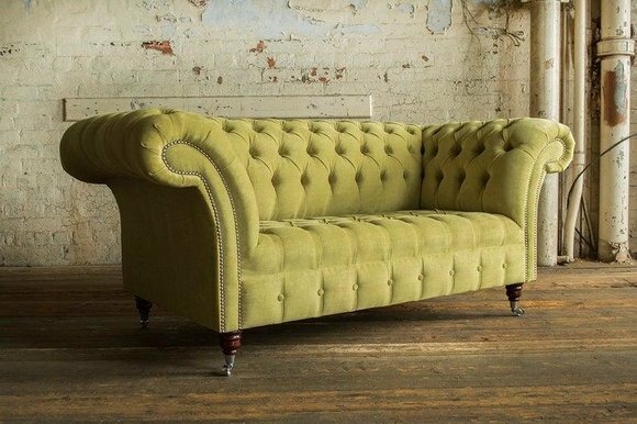 Chesterfield Big Textil Design Wohnzimmer Couch Sofa Polster 2 Sitz Leder #122