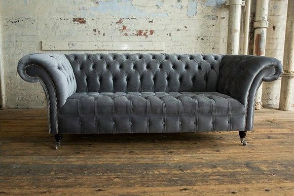 Chesterfield Big Textil Design Wohnzimmer Couch Sofa Polster 3 Sitz Leder #120