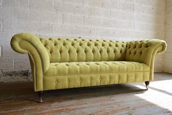 Chesterfield Big Textil Design Wohnzimmer Couch Sofa Polster 3 Sitz Leder #119