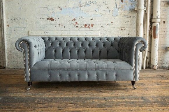Chesterfield Big Textil Design Wohnzimmer Couch Sofa Polster 3 Sitz Leder