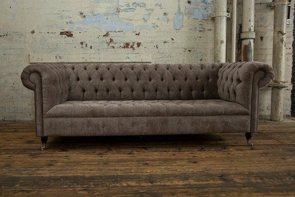 Chesterfield Big Textil Design Wohnzimmer Couch Sofa Polster 4 Sitz Leder