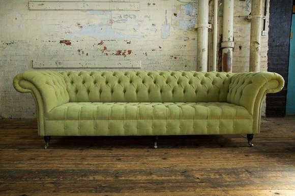 Chesterfield Big Textil Design Wohnzimmer Couch Sofa Polster 4 Sitz Leder #116
