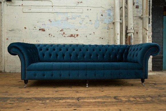 Chesterfield Big Textil Design Wohnzimmer Couch Sofa Polster 4 Sitz Leder