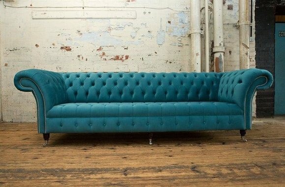 Chesterfield Big Textil Design Wohnzimmer Couch Sofa Polster 4 Sitz Leder