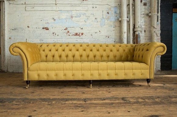 Chesterfield Big Textil Design Wohnzimmer Couch Sofa Polster 4 Sitz Leder