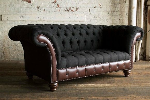 Chesterfield Polster Textil Sofa 2 Sitzer Sofa Sofas Design Luxus Stoffsofas #1