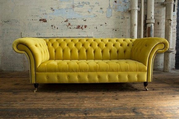 Chesterfield 3 Sitzer Couch Polster Sitz Textil Stoff Leder Couchen Sofas