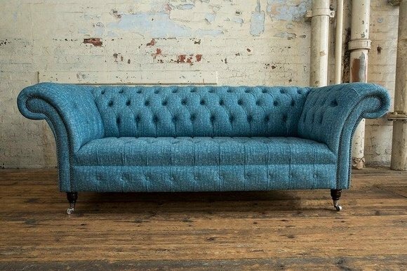 Chesterfield Couch 3 Sitzer Polster Sitz Textil Stoff Leder Couchen Sofas