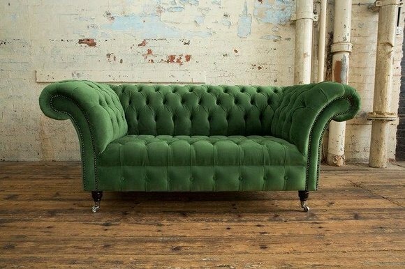 Chesterfield Couch 2 Sitzer Polster Sitz Textil Stoff Leder Couchen Sofas