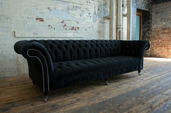 Chesterfield 4 Sitzer Couchen Luxus Textil Stoff Couchen Polster Garnitur