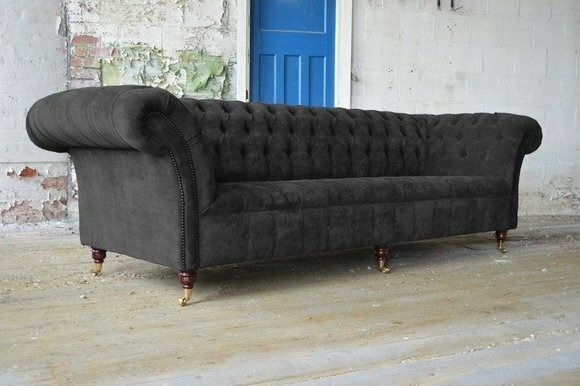 Chesterfield 4 Sitzer Couchen Luxus Stoff Couchen Polster Garnitur XXL