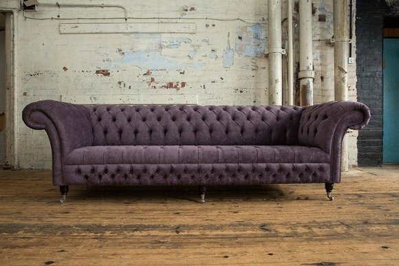 Chesterfield Luxus Textil Sofa 4 Sitzer Sofa Polster Sofas Design Stoffsofas