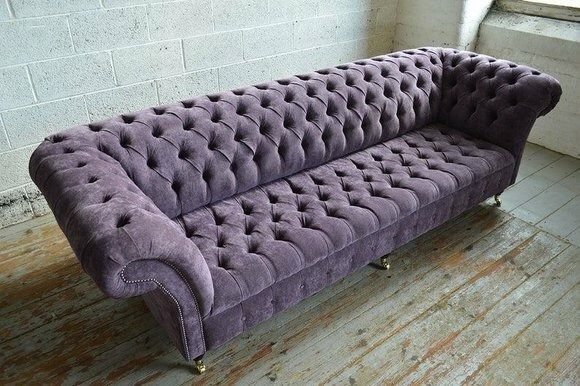 Luxus Chesterfield 4 Sitzer Couchen Textil Stoff Couchen Polster Garnitur