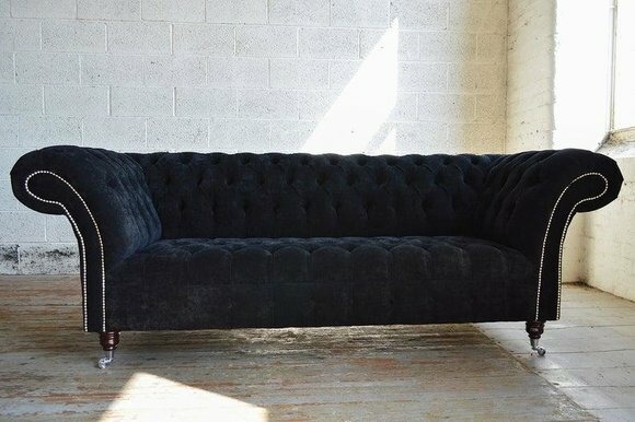 Chesterfield 3 Sitzer Textil Design Sofa Couch Polster Sofas Couchen Luxus