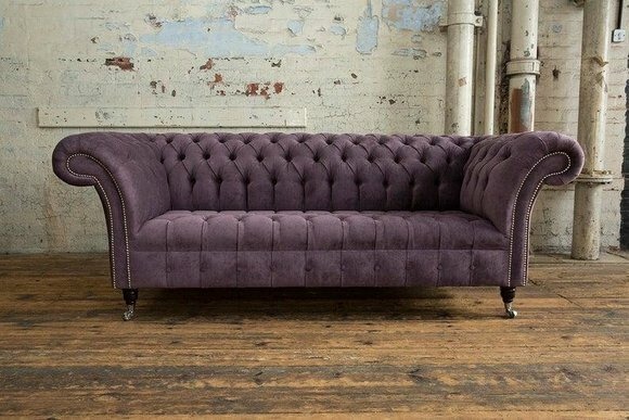 Chesterfield 3 Sitzer Couch Polster Sitz Textil Stoff Leder Couchen Sofas