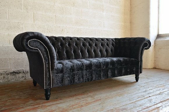 Chesterfield 3 Sitzer Couch Polster Sitz Textil Stoff Leder Couchen Sofas
