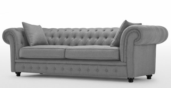 XXL Grau Sofa 4 Sitzer Couch Chesterfield Polster Sitz Garnitur Leder Textil Neu