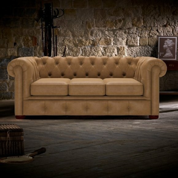 Chesterfield 3 Sitzer Polster Couch Antik Stil Leder Stoff Sofa Couchen Textil