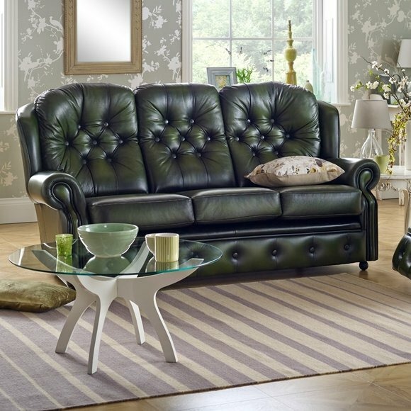Sofa Couch Sitz Garnitur 3 Sitzer Hohe Rückenlehne Chesterfield Leder