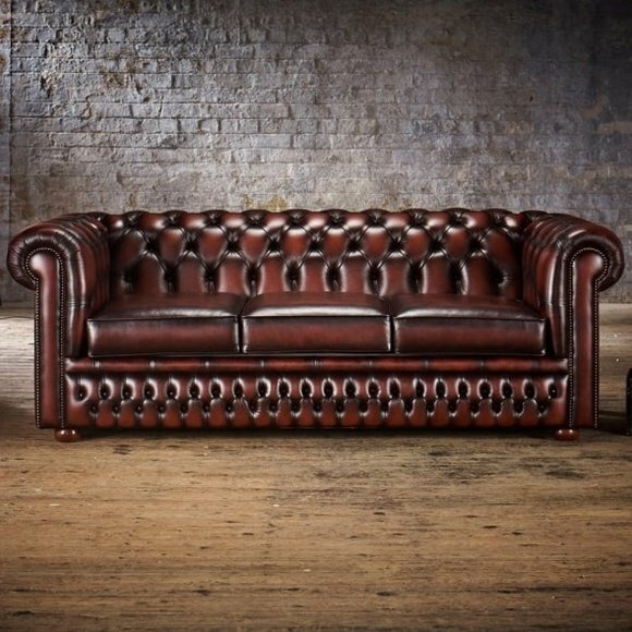 3 Sitzer Couch Polster Chesterfield Antik Braun Sofa Couchen Sitz Garnitur