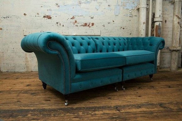 3 Sitzer 210cm Luxus Bank Sofa Couch Turkis Wohnzimmer Kanzlei Möbel