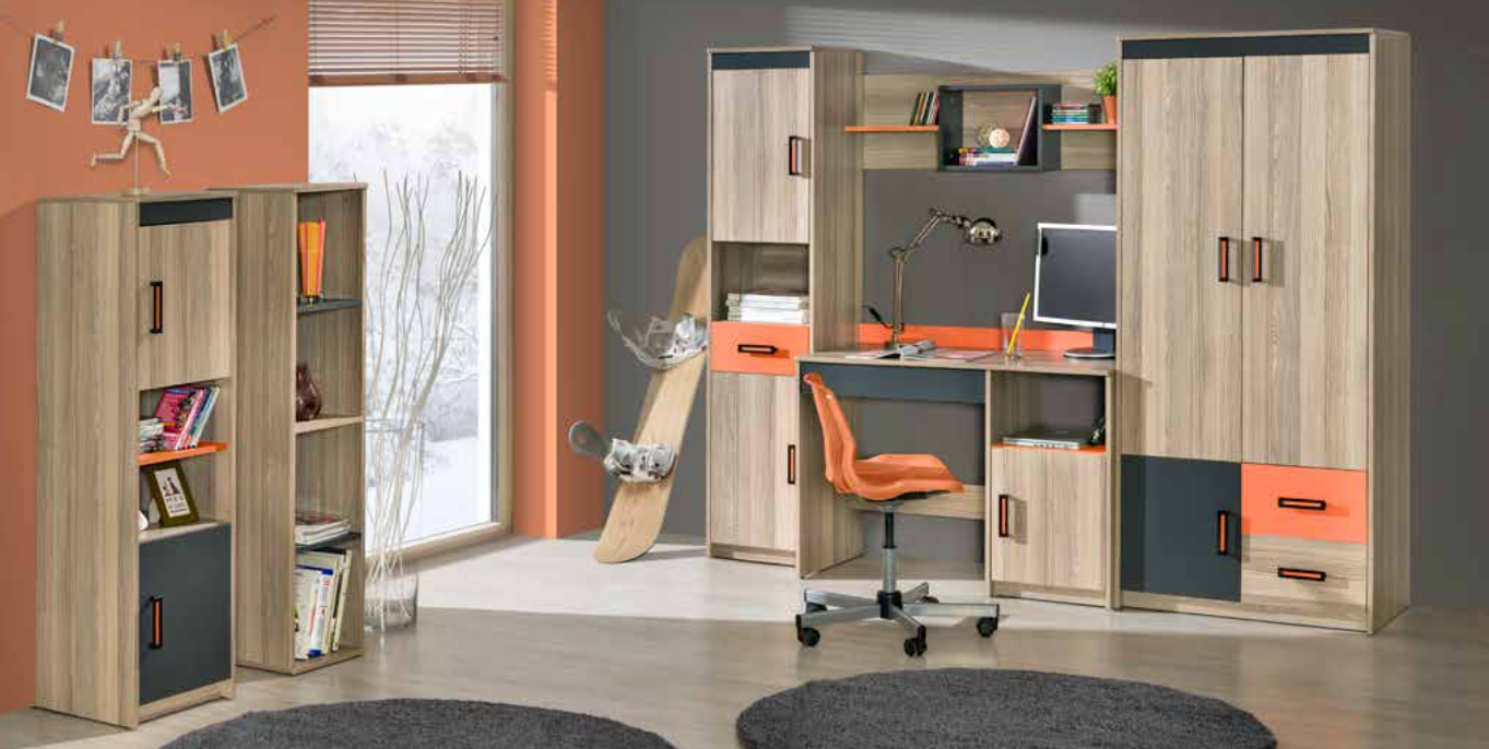 Kinder Komplett Set Jugend Zimmer Bett Kommode Schrank Tisch Büro 6 tlg
