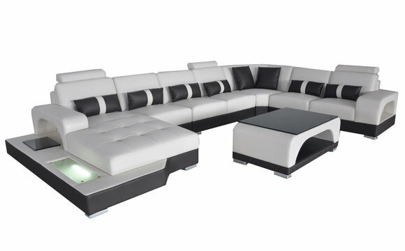 Leder Sofa Moderne Couch Polster Wohnlandschaft XXL Big Eck Couchen