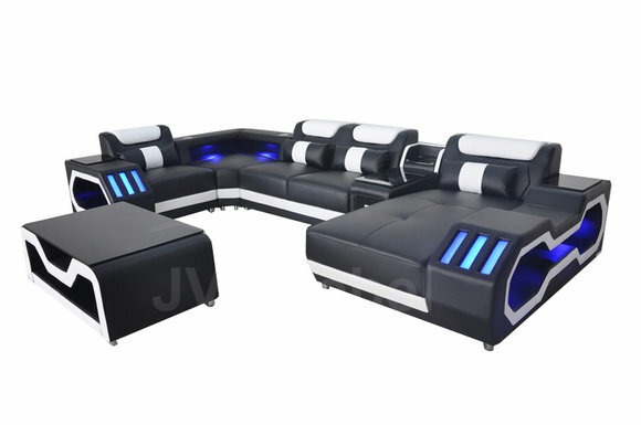 Leder Sofa Eck Garnitur Design Modern Wohnlandschaft Couchtisch U Form