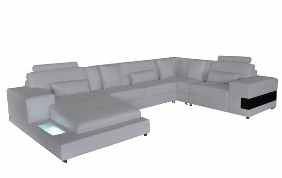 Ledersofa Couch Wohnlandschaft Eck Garnitur Design Modern Sofa U-Form
