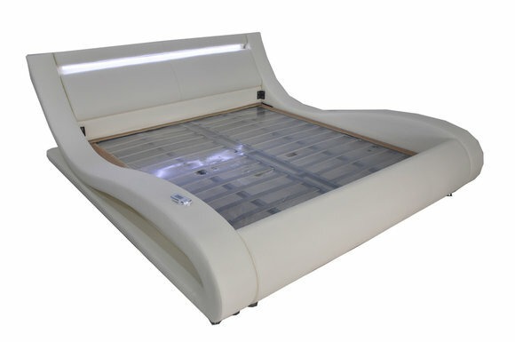Luxus Leder Design Polster Betten Doppel Modernes Beleuchtet Ehe Bett
